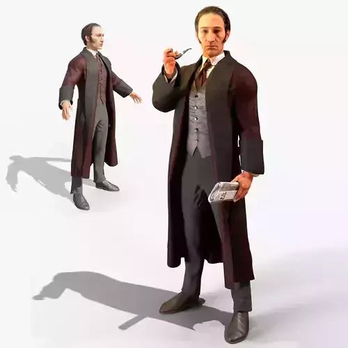 Sherlock Holmes  - Victorian Gentleman - Body and Face Rigged  Low-poly 3D model