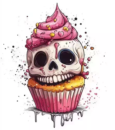 Skull Frosting Cupcake - Dark Humor Collectible Sculpture