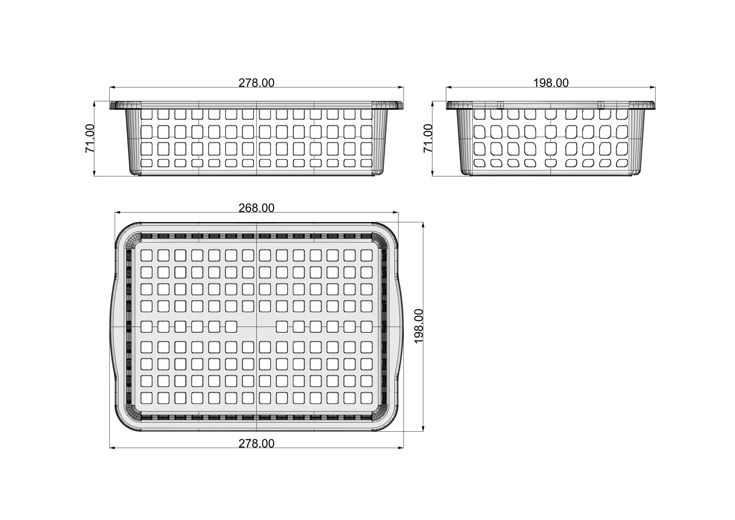 Rectangel basket 3D print model_14