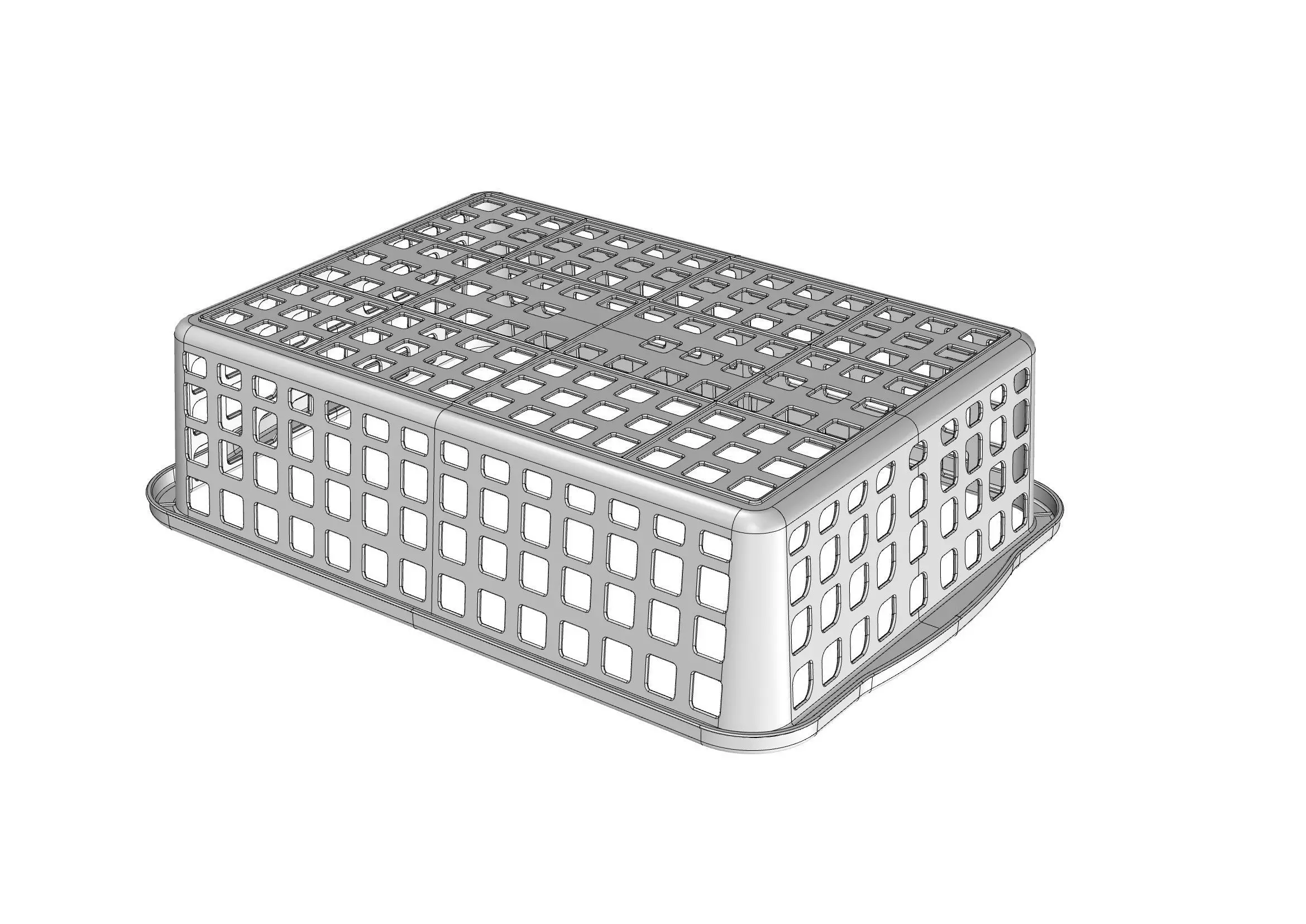 Rectangel basket 3D print model_16