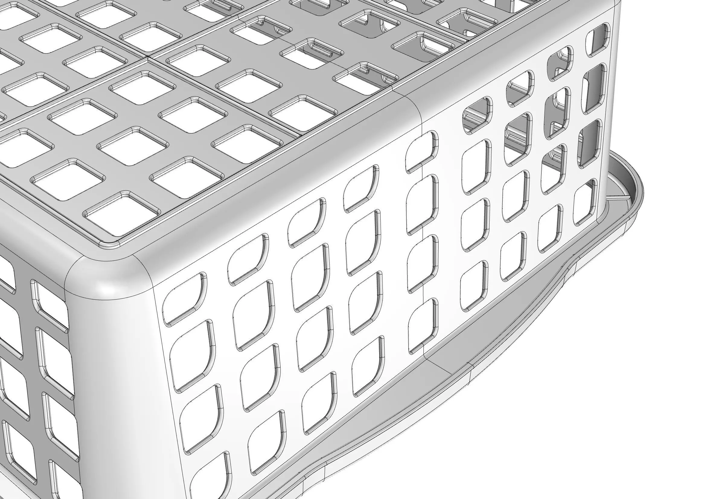 Rectangel basket 3D print model_11