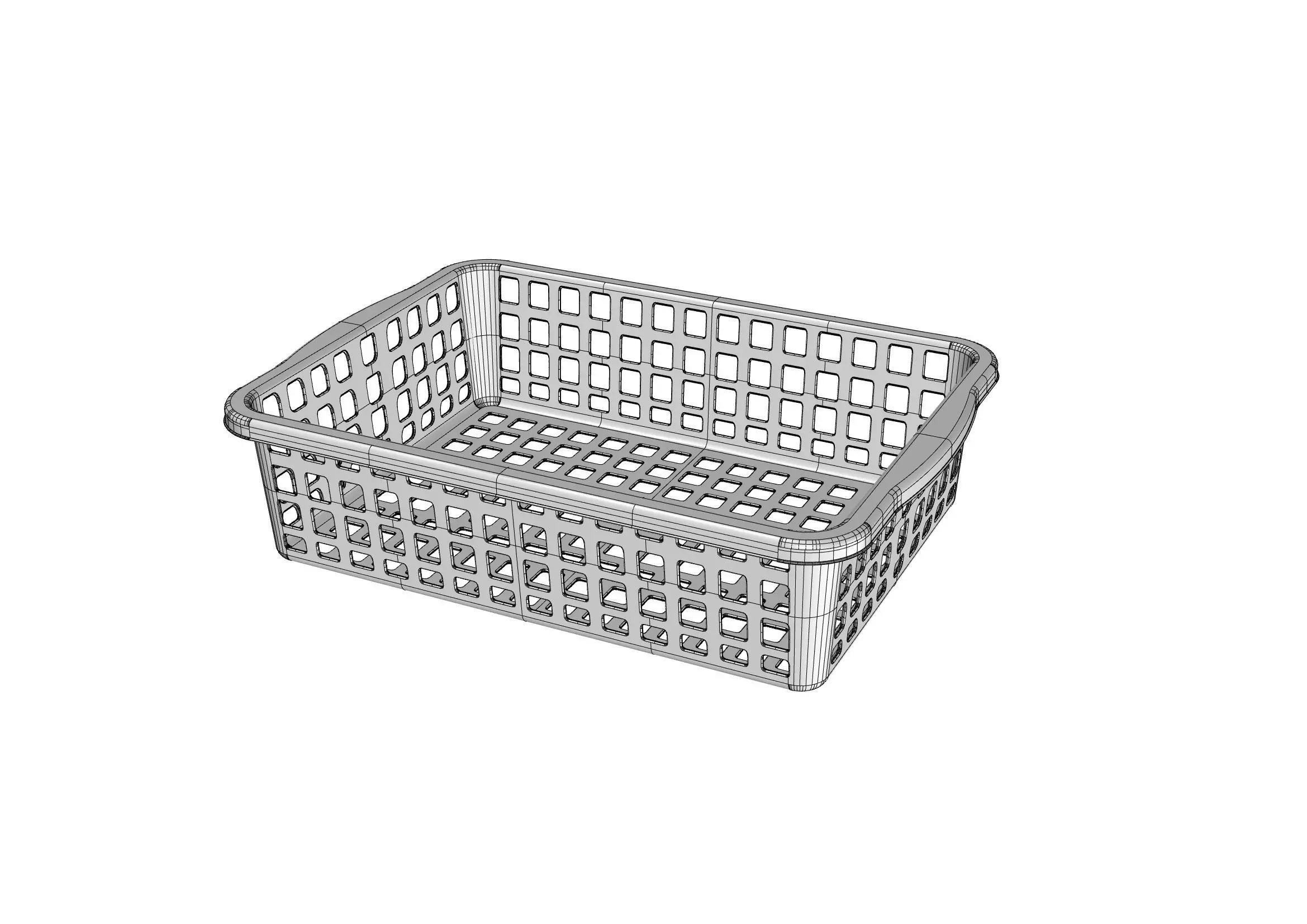 Rectangel basket 3D print model_15