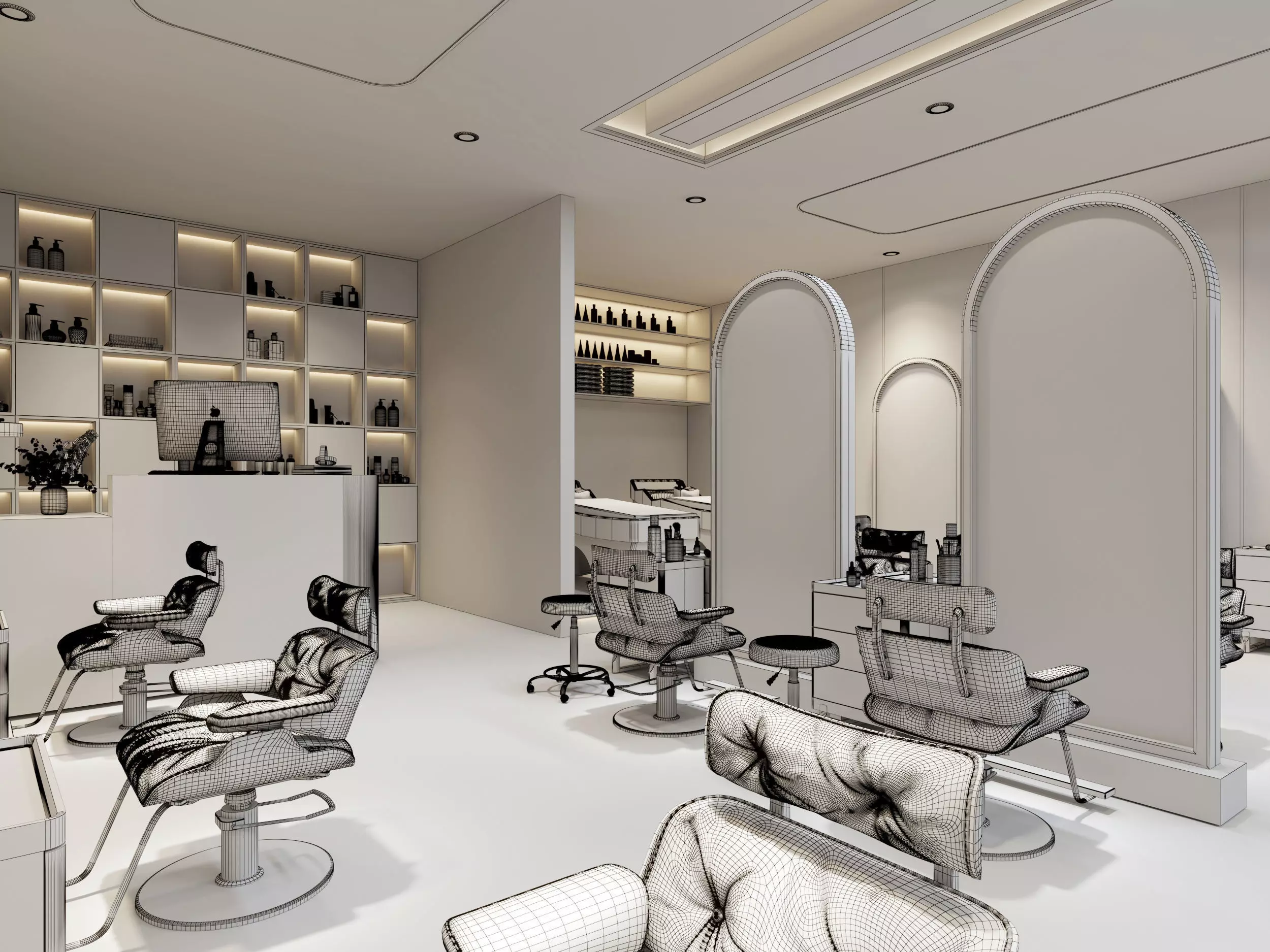 barbershop Low-poly 3D model_5