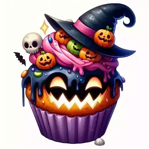 Witchy Pumpkin Cupcake - Halloween Horror Collectible Sculpture