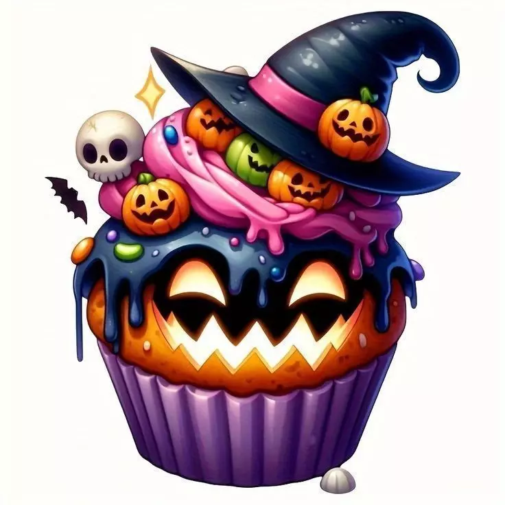 Witchy Pumpkin Cupcake - Halloween Horror Collectible Sculpture 3D print model
