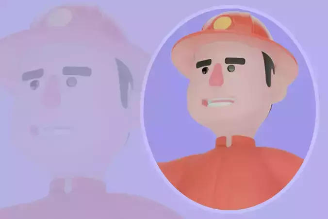 Stylized 3D Firefighter Waving - Friendly Cartoon Hero