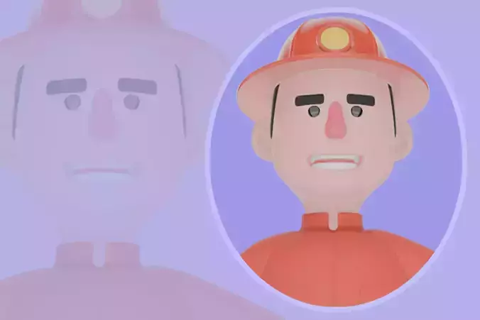 Stylized 3D Firefighter with Shovel - Cartoon Rescue Man