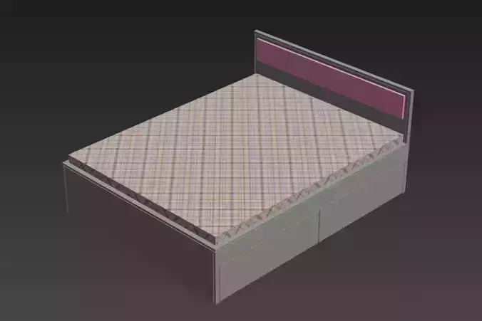 Modern Wooden Bed 3D Model 