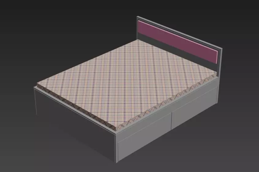 Modern Wooden Bed 3D Model 3D model_1
