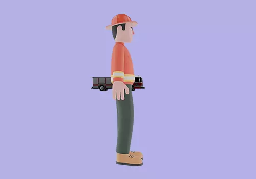 Stylized 3D Firefighter Holding Firetruck Model - Cartoon Man 3D model_5