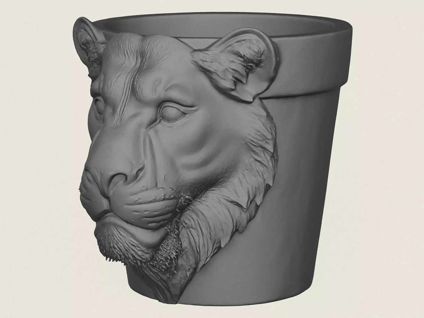 Lioness Head Planter 3D print model