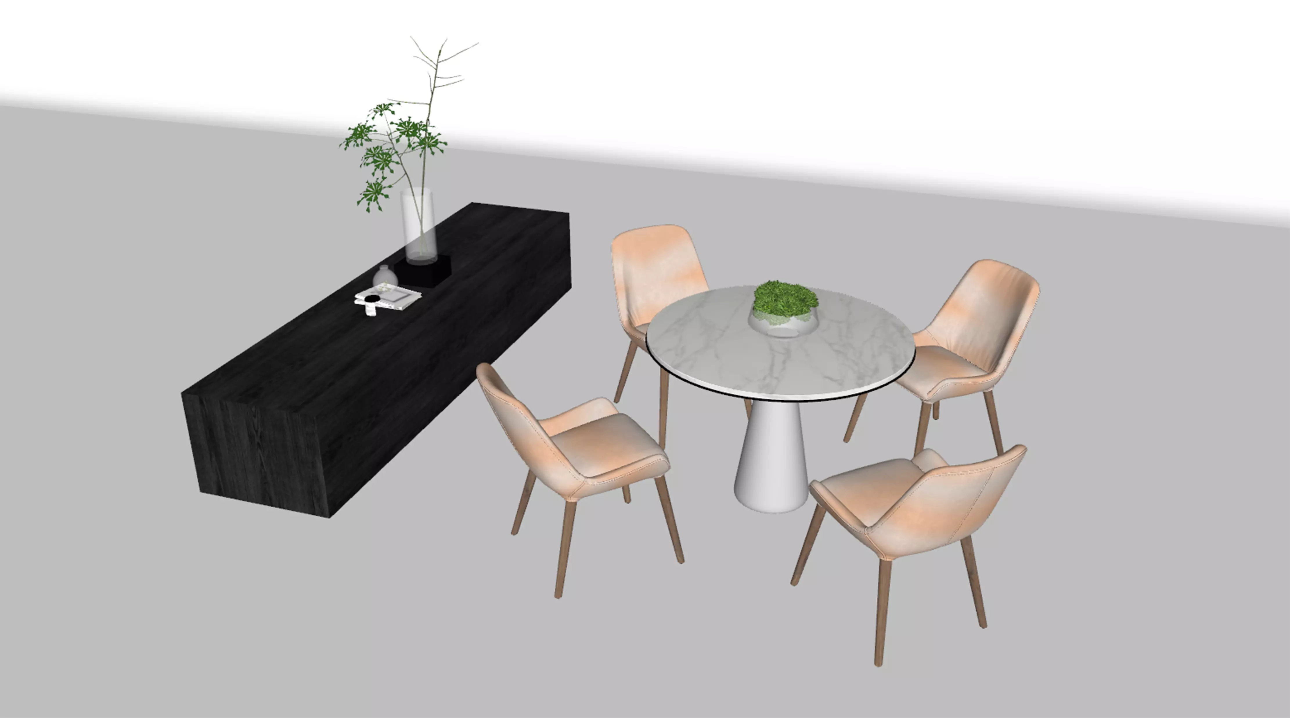 Sofa chair table 3D model_1