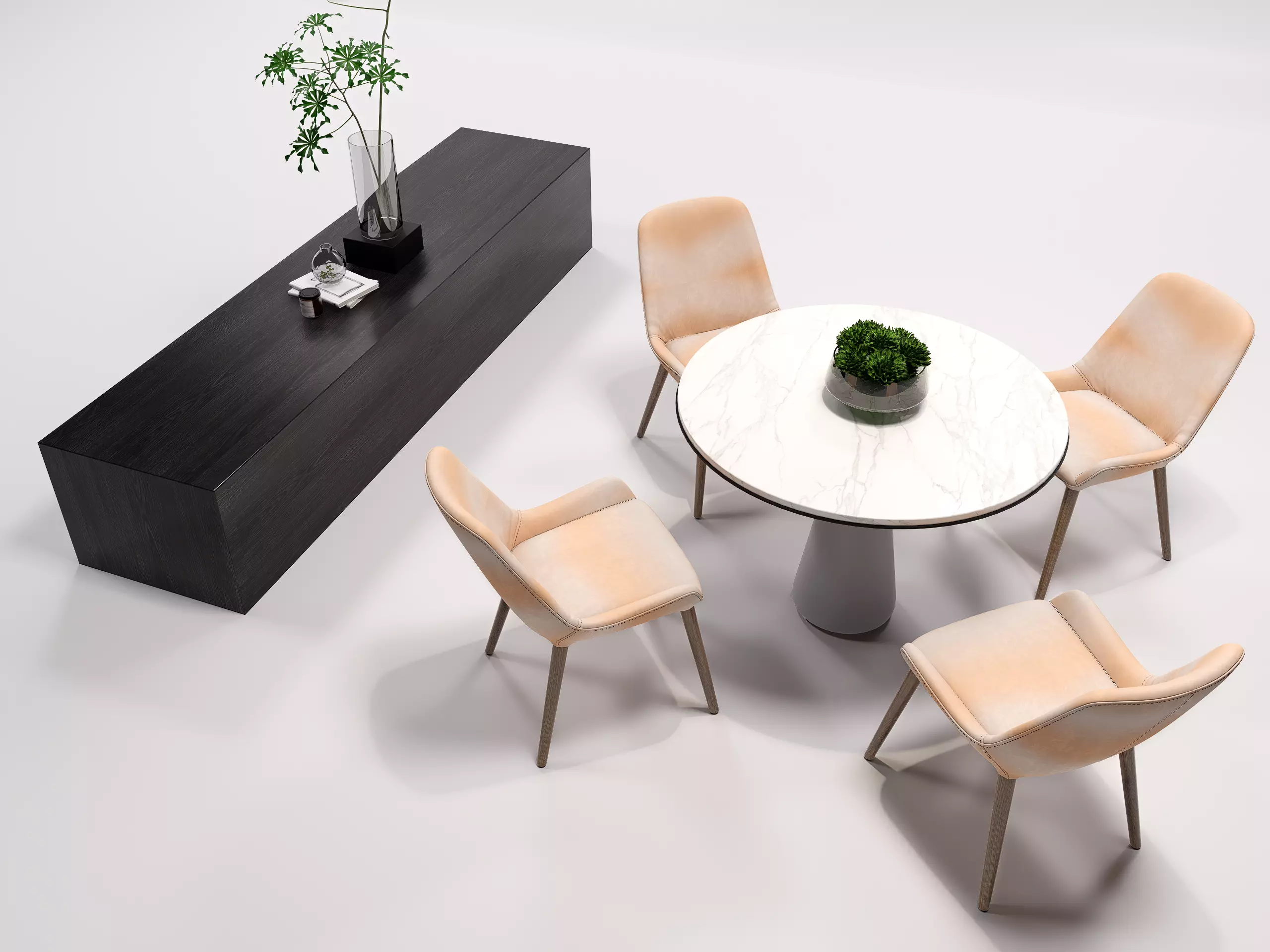 Sofa chair table 3D model_0
