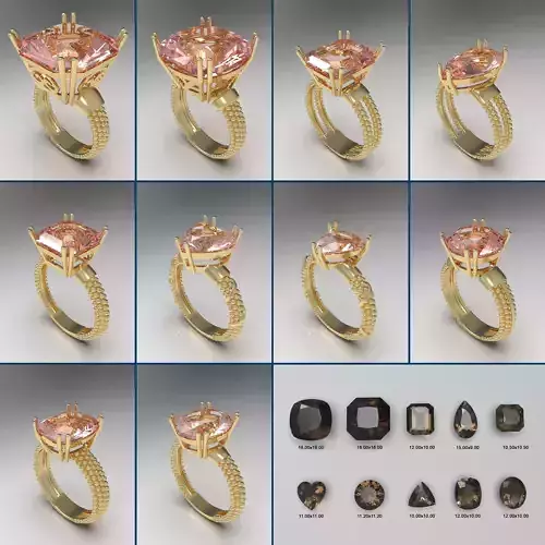 Beaded Gold Rings for Stone Setting