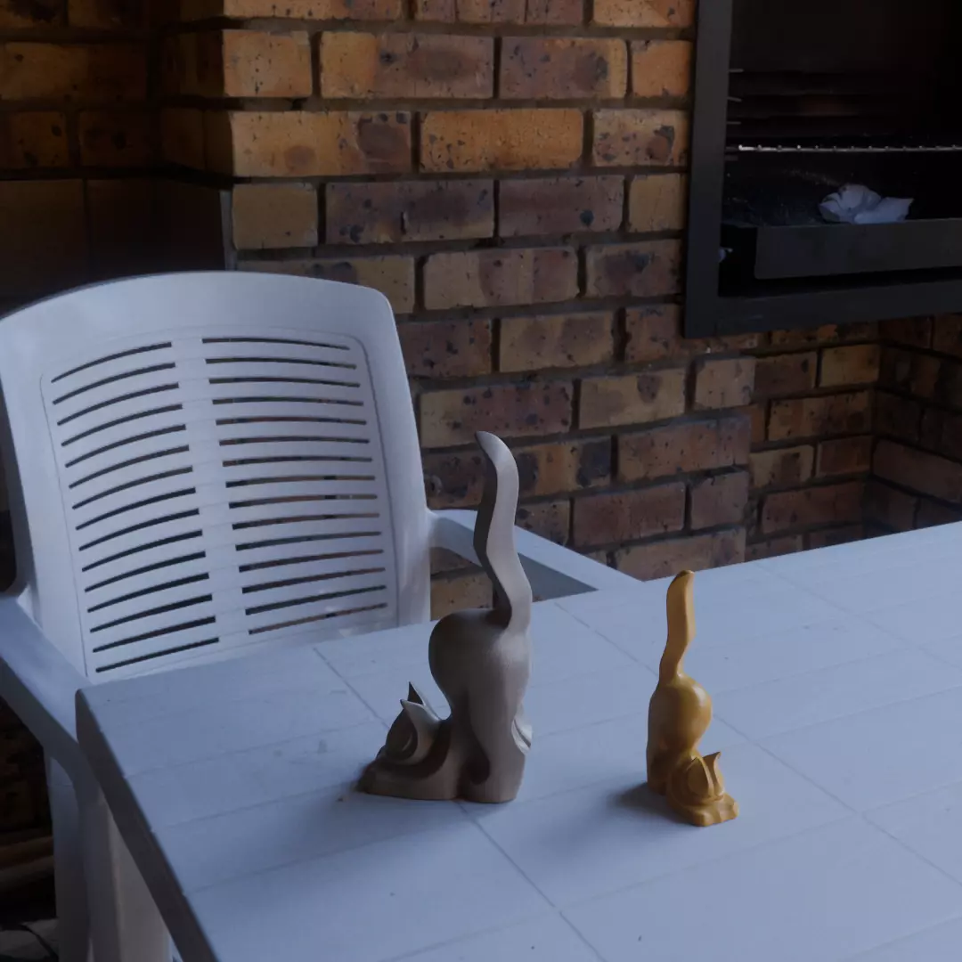 Modern Art Deco Cat Figurine with Elevated Tail 3D print model_2