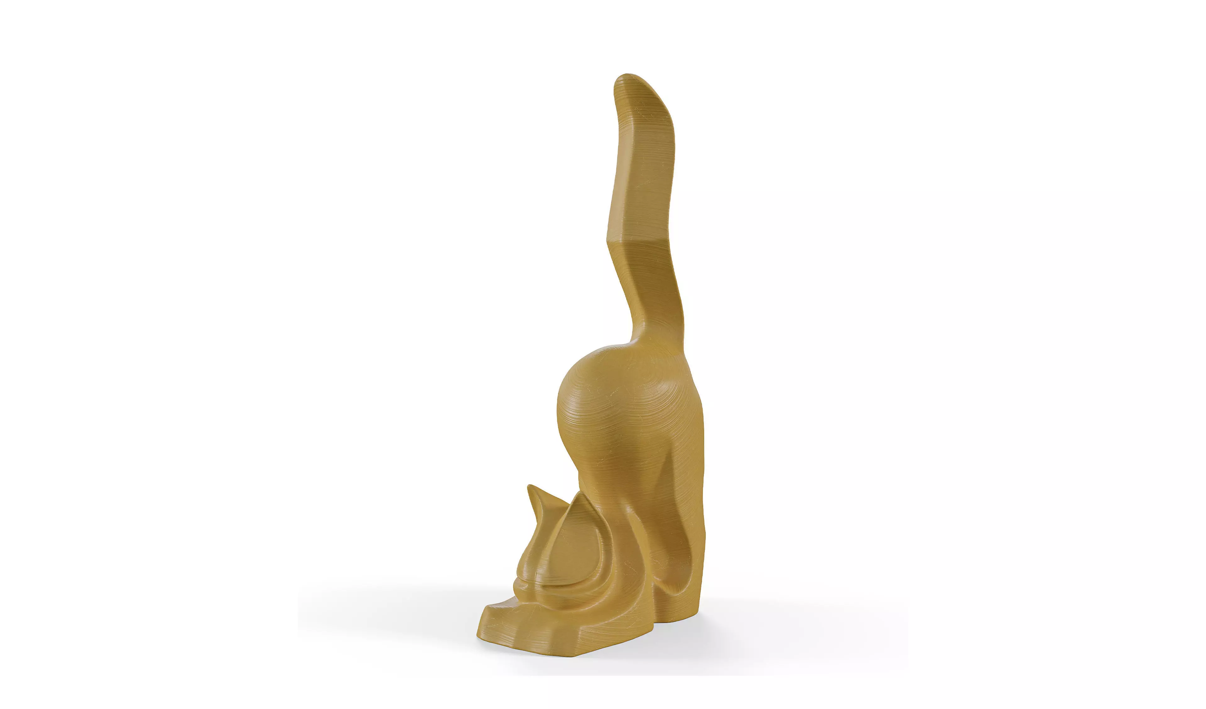 Modern Art Deco Cat Figurine with Elevated Tail 3D print model_0