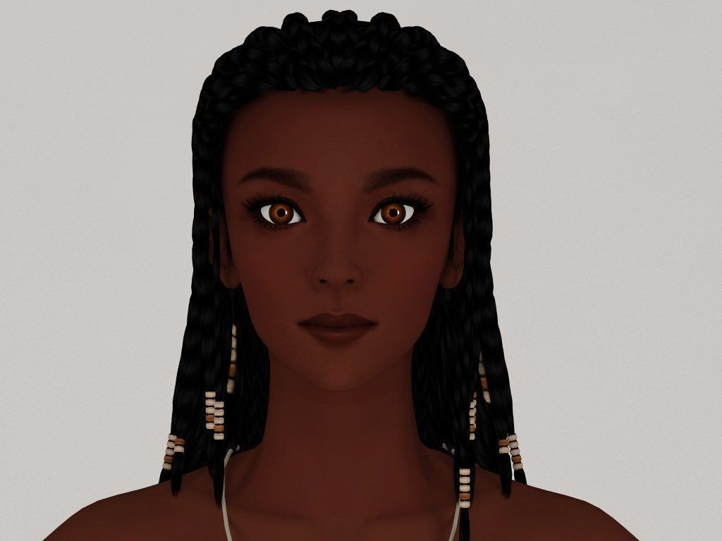 T pose rigged model of tribal girl Ashuna 3D model_1