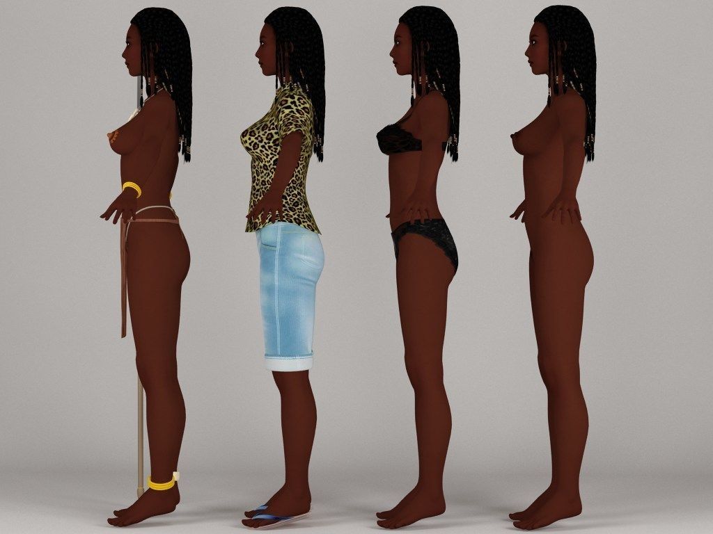T pose rigged model of tribal girl Ashuna 3D model_5