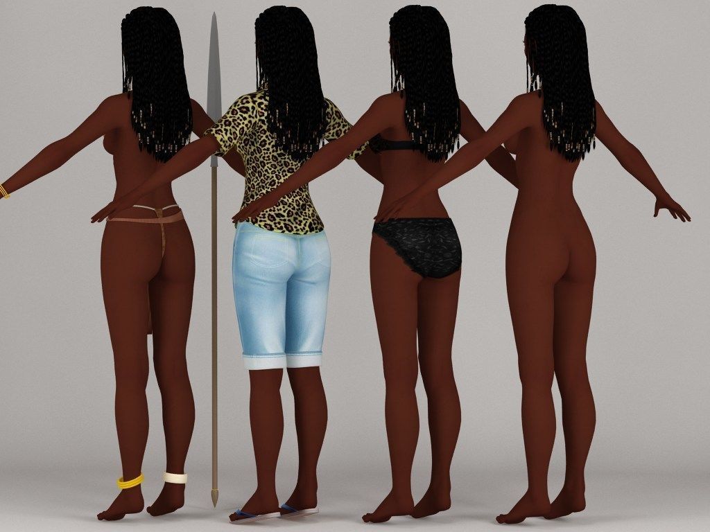 T pose rigged model of tribal girl Ashuna 3D model_6