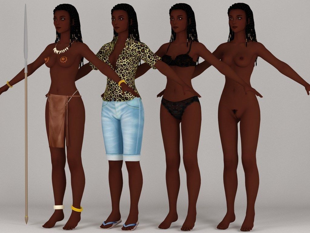 T pose rigged model of tribal girl Ashuna 3D model_4