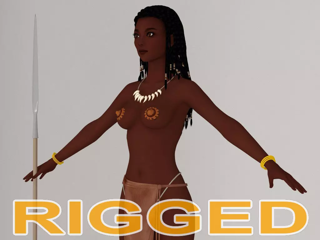 T pose rigged model of tribal girl Ashuna 3D model_0