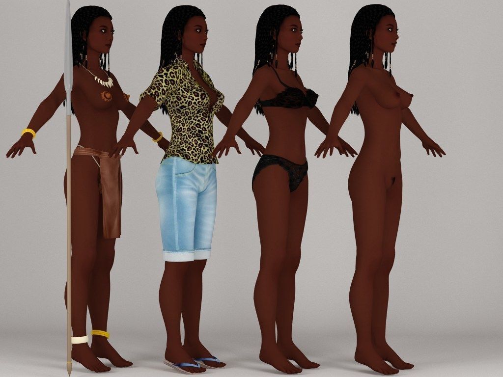 T pose rigged model of tribal girl Ashuna 3D model_7