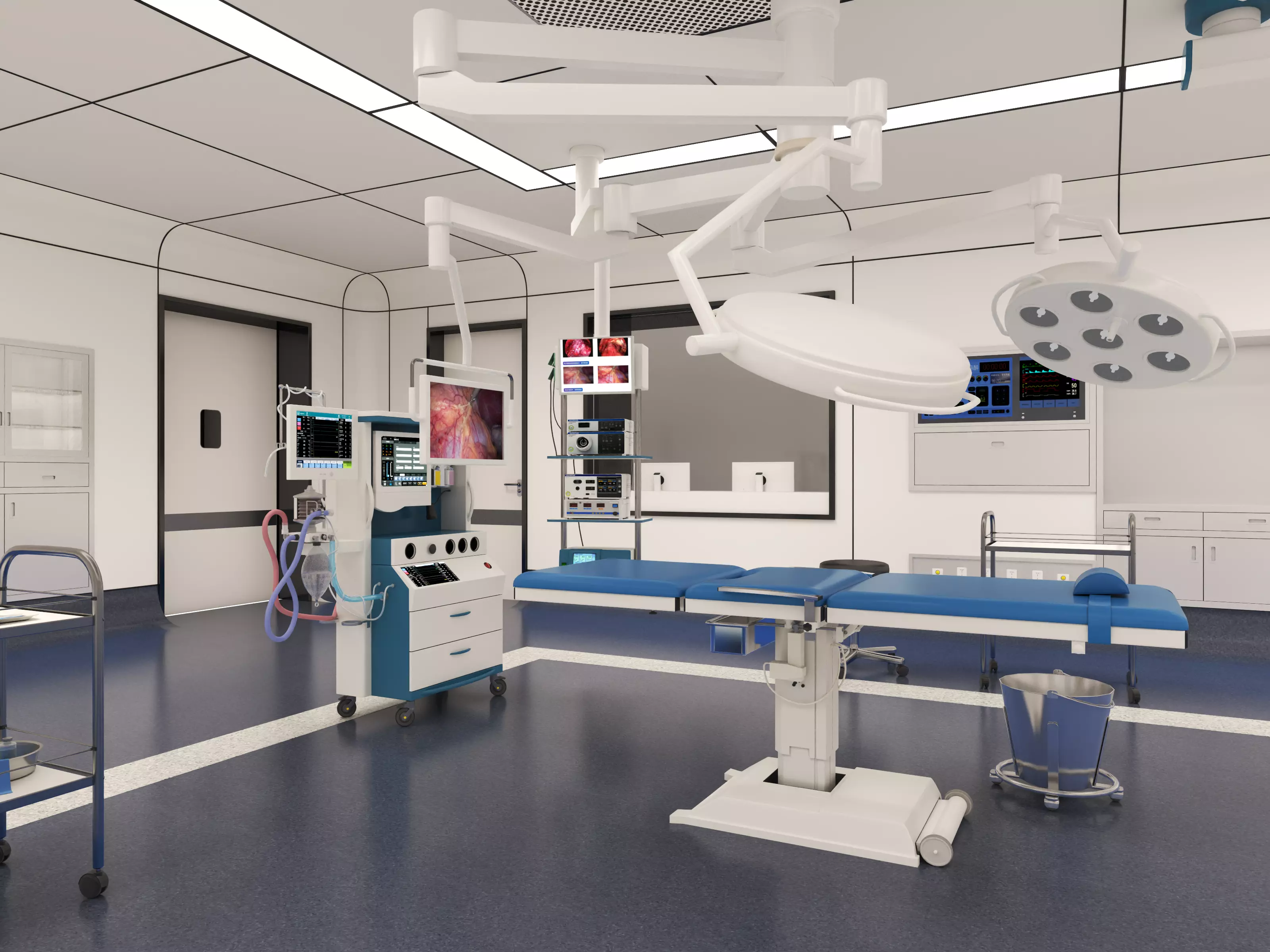 urgical operating room with equipment 3D model_0