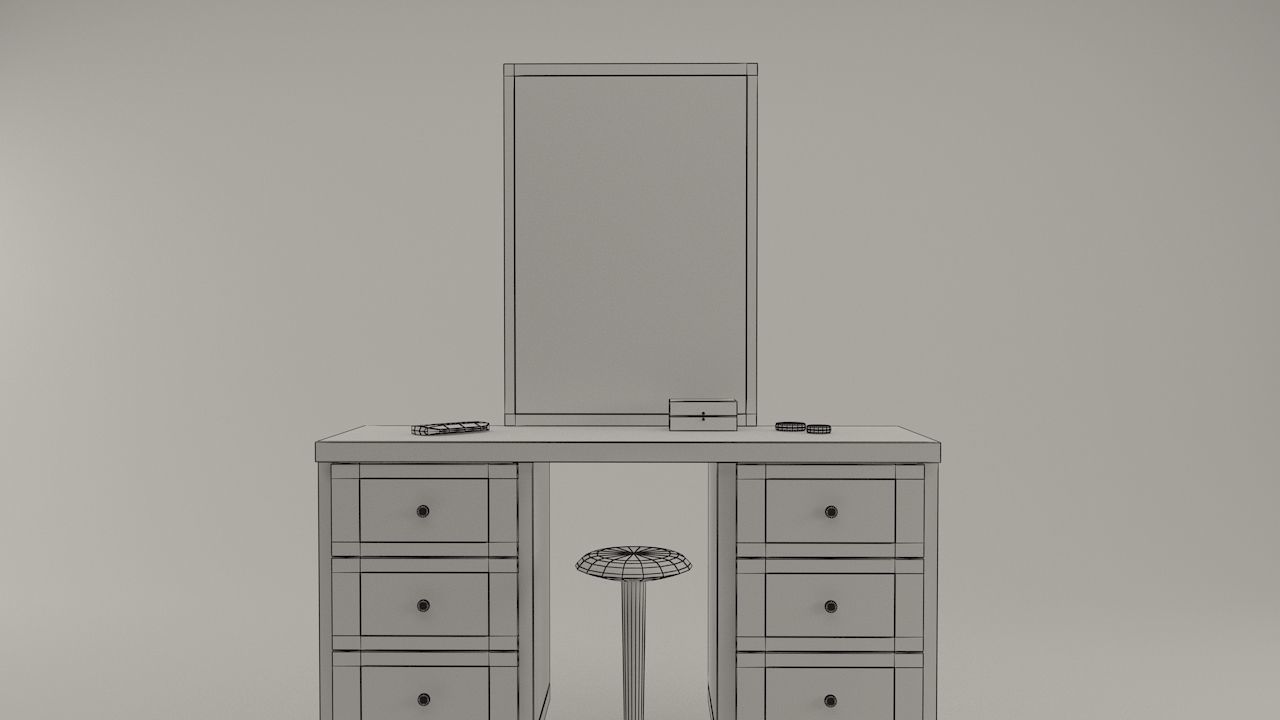 Make-up Table - Game Ready Low-poly 3D model_4