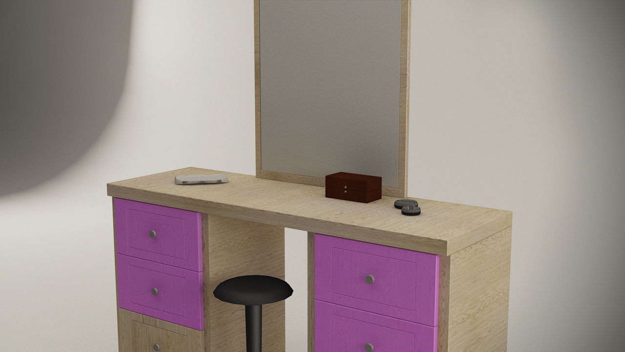 Make-up Table - Game Ready Low-poly 3D model_1