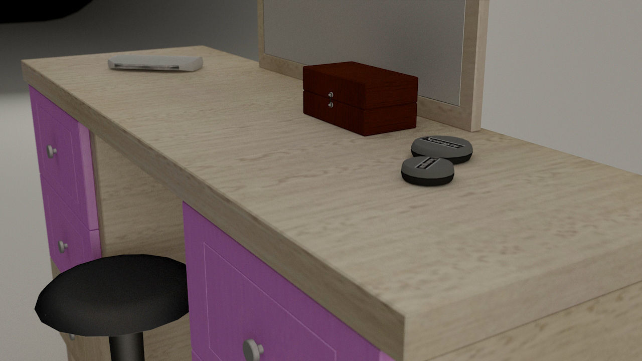 Make-up Table - Game Ready Low-poly 3D model_3