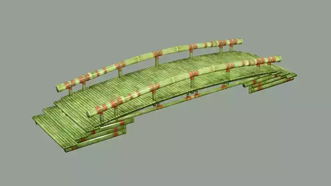 Wooden Medieval Bamboo Bridge 02 Low Poly 3D Model