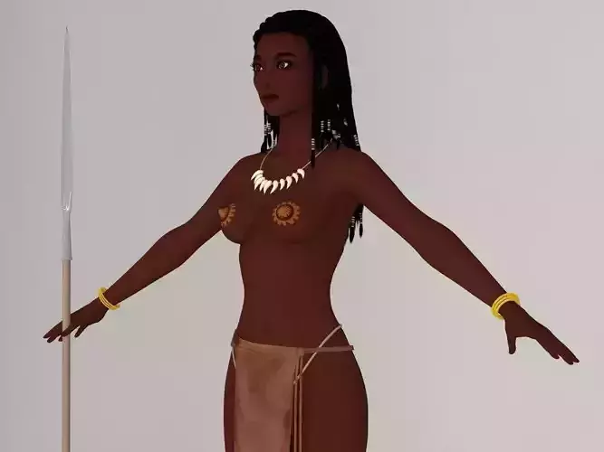  T pose nonrigged model of tribal girl Ashuna 3D model