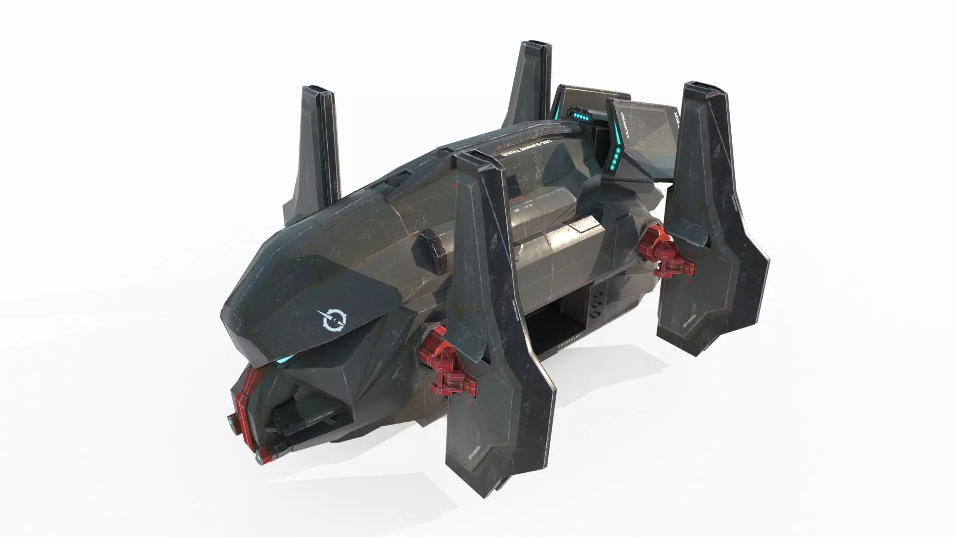 Future Sci-Fi Transport Aircraft 3D model_4