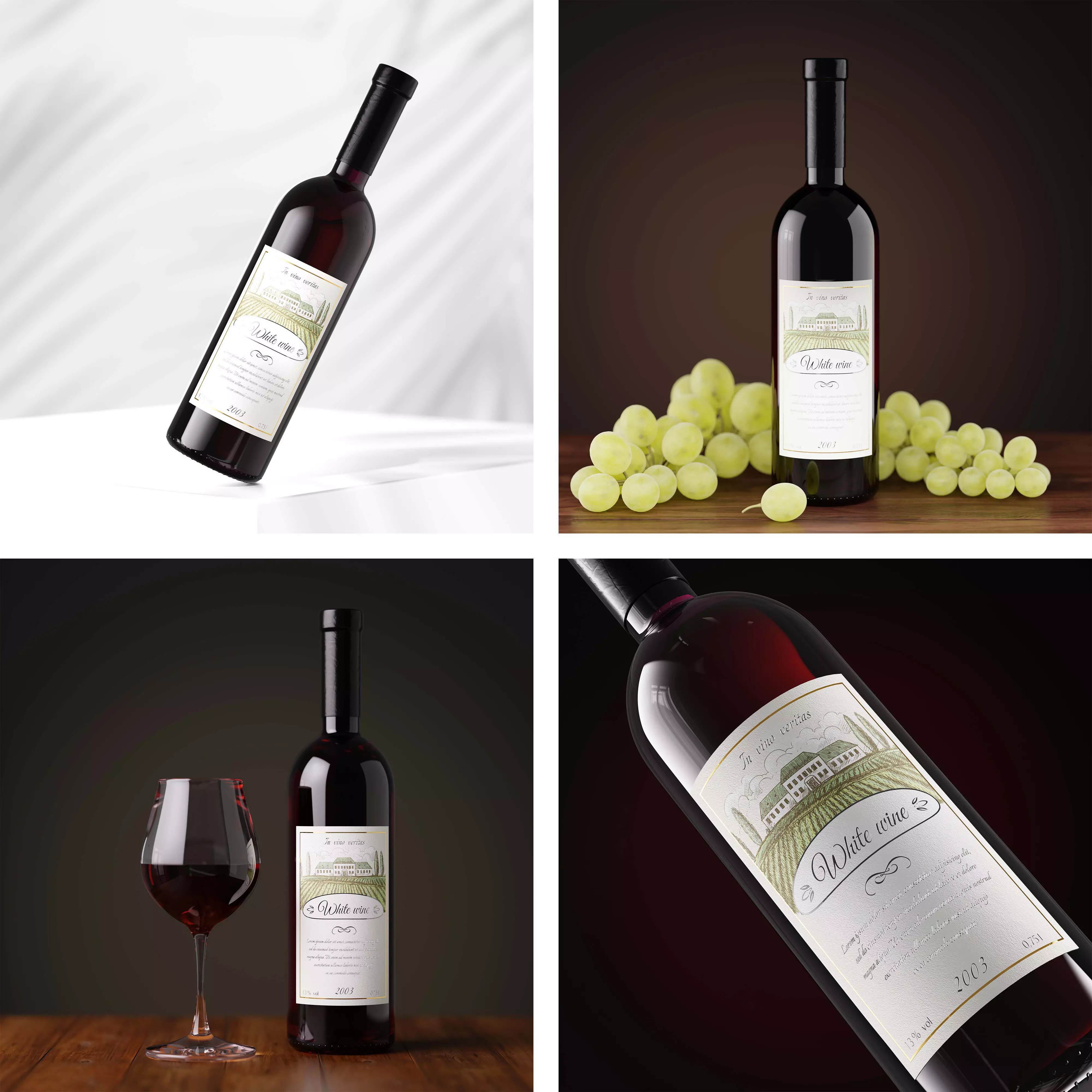 Render Ready Wine Bottle 3D model