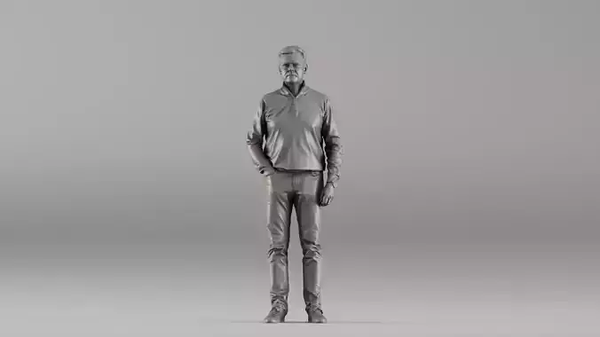 S00090 Standing Man in Casual Clothing