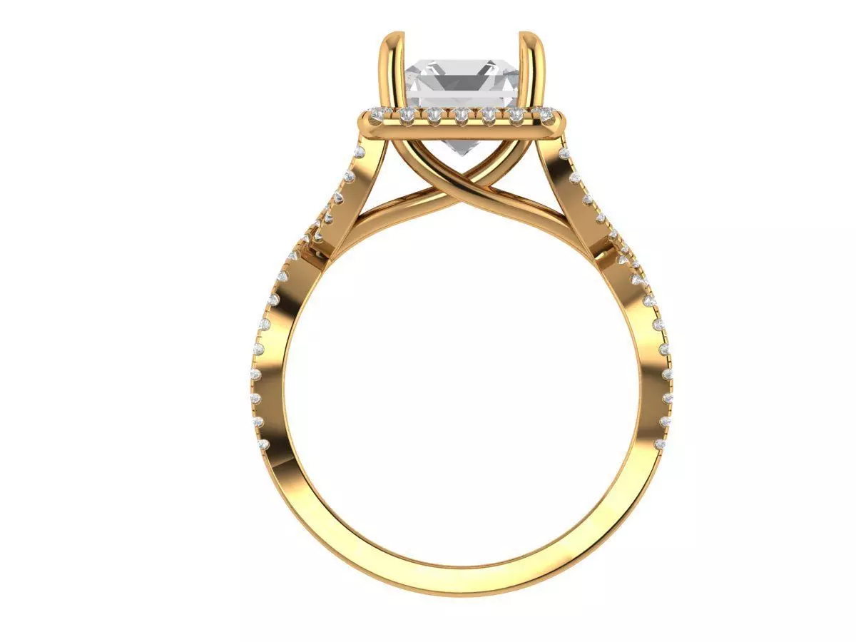 Asscher Engagement Ring 3D print model_4