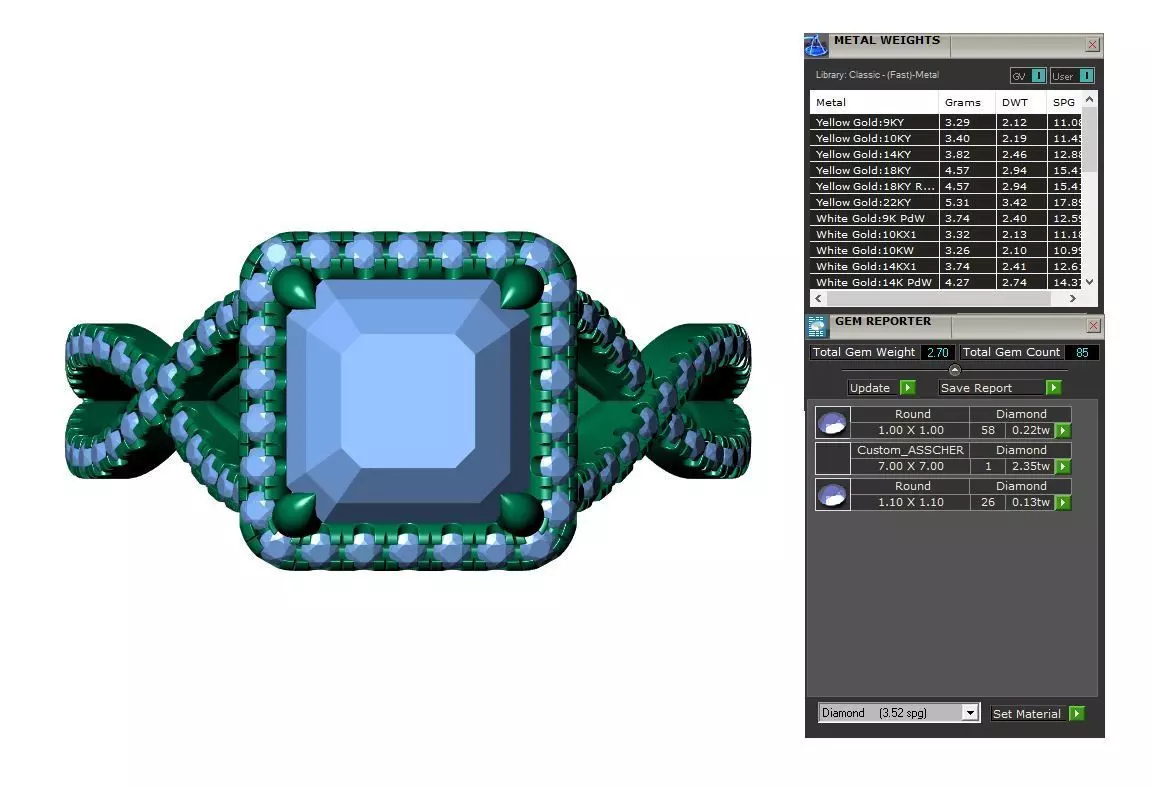 Asscher Engagement Ring 3D print model_9