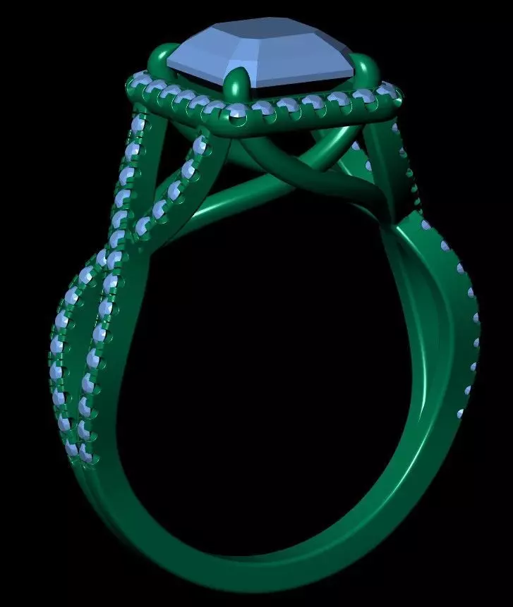 Asscher Engagement Ring 3D print model_15