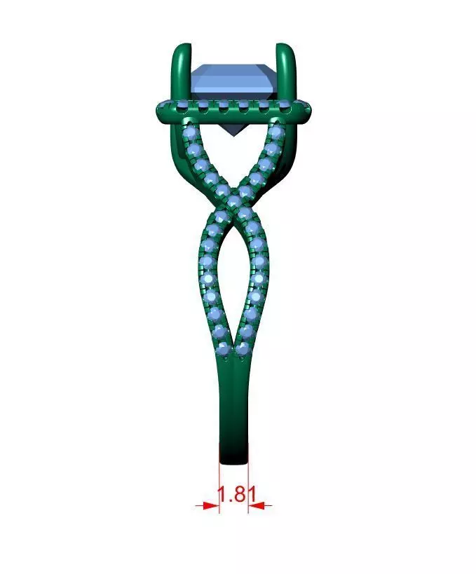 Asscher Engagement Ring 3D print model_13