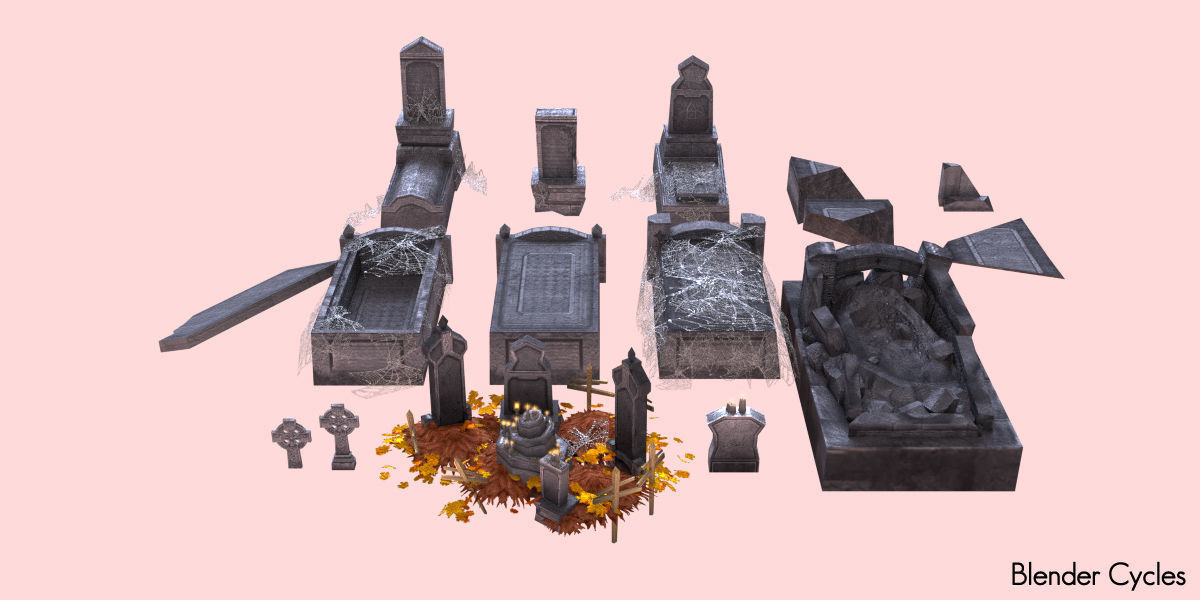 Halloween Graveyard  Low-poly 3D model_10
