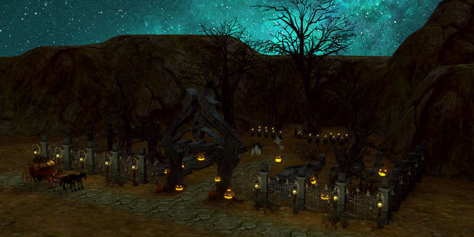 Halloween Graveyard  Low-poly 3D model