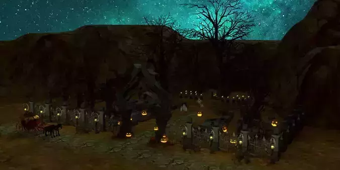 Halloween Graveyard  Low-poly 3D model