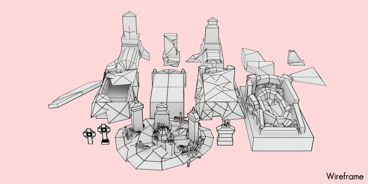 Halloween Graveyard  Low-poly 3D model_12