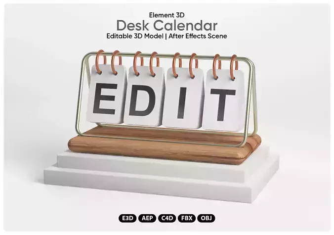 Element 3D Calendar 3D Template for After Effects and Cinema 4D