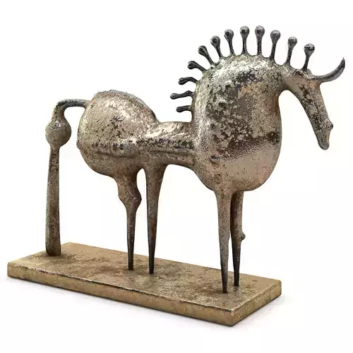 Abstract Metal Reindeer Sculpture