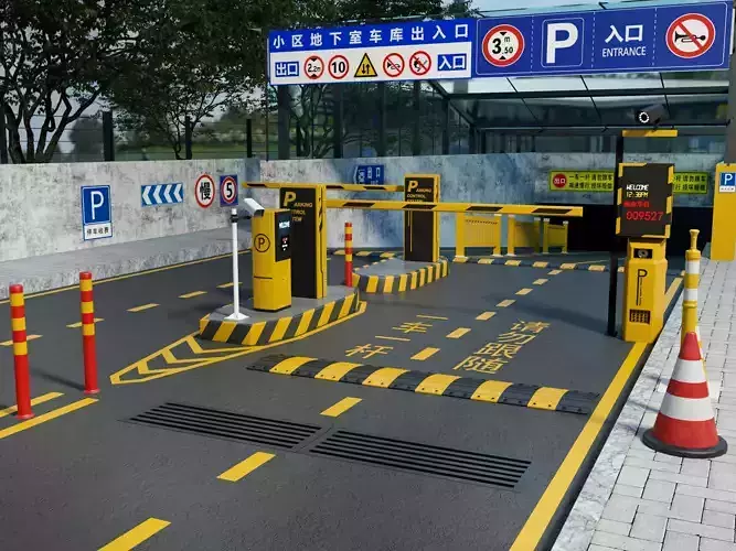 Parking entrance Low-poly 3D model