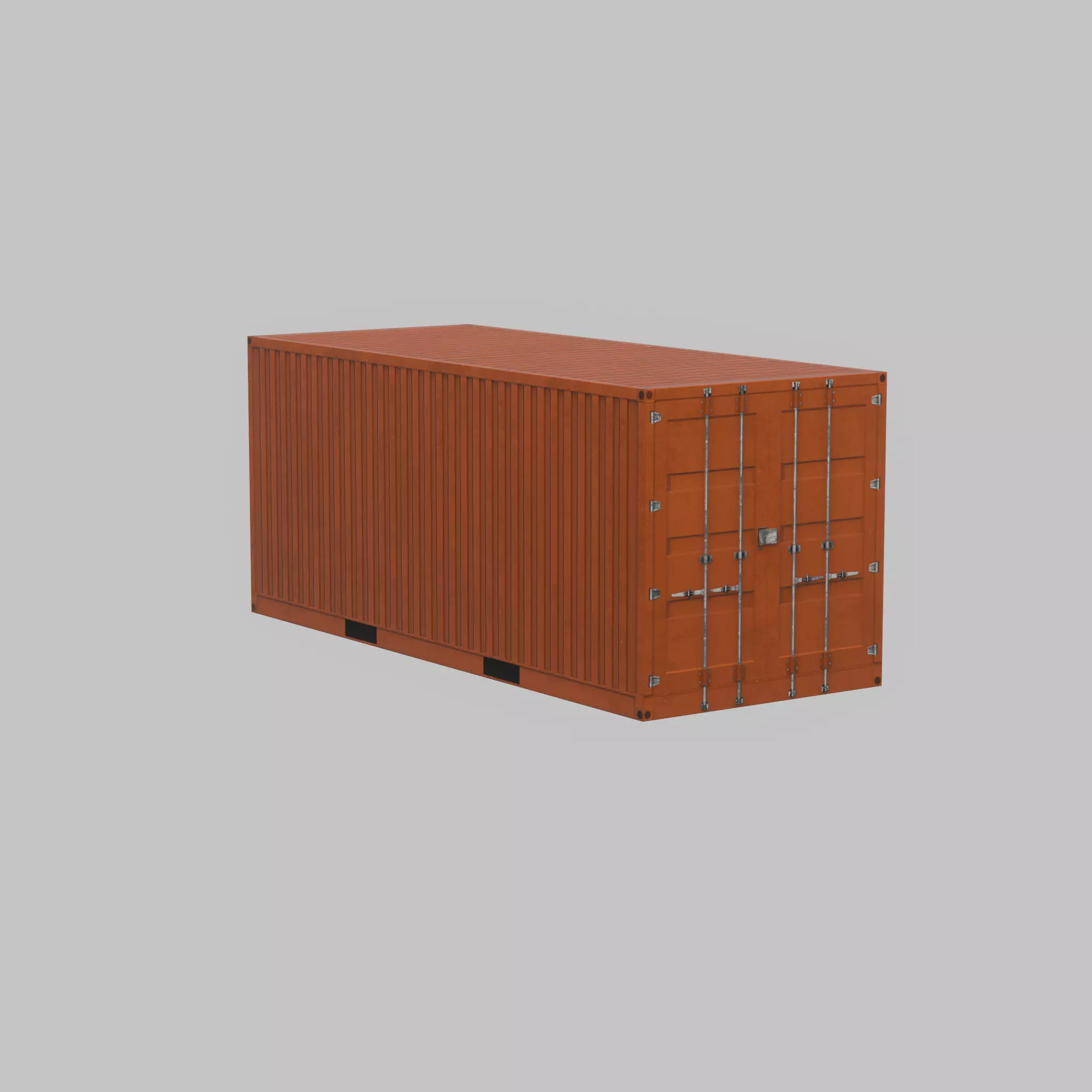 20ft Shipping Container signal orange  Low-poly 3D model_55