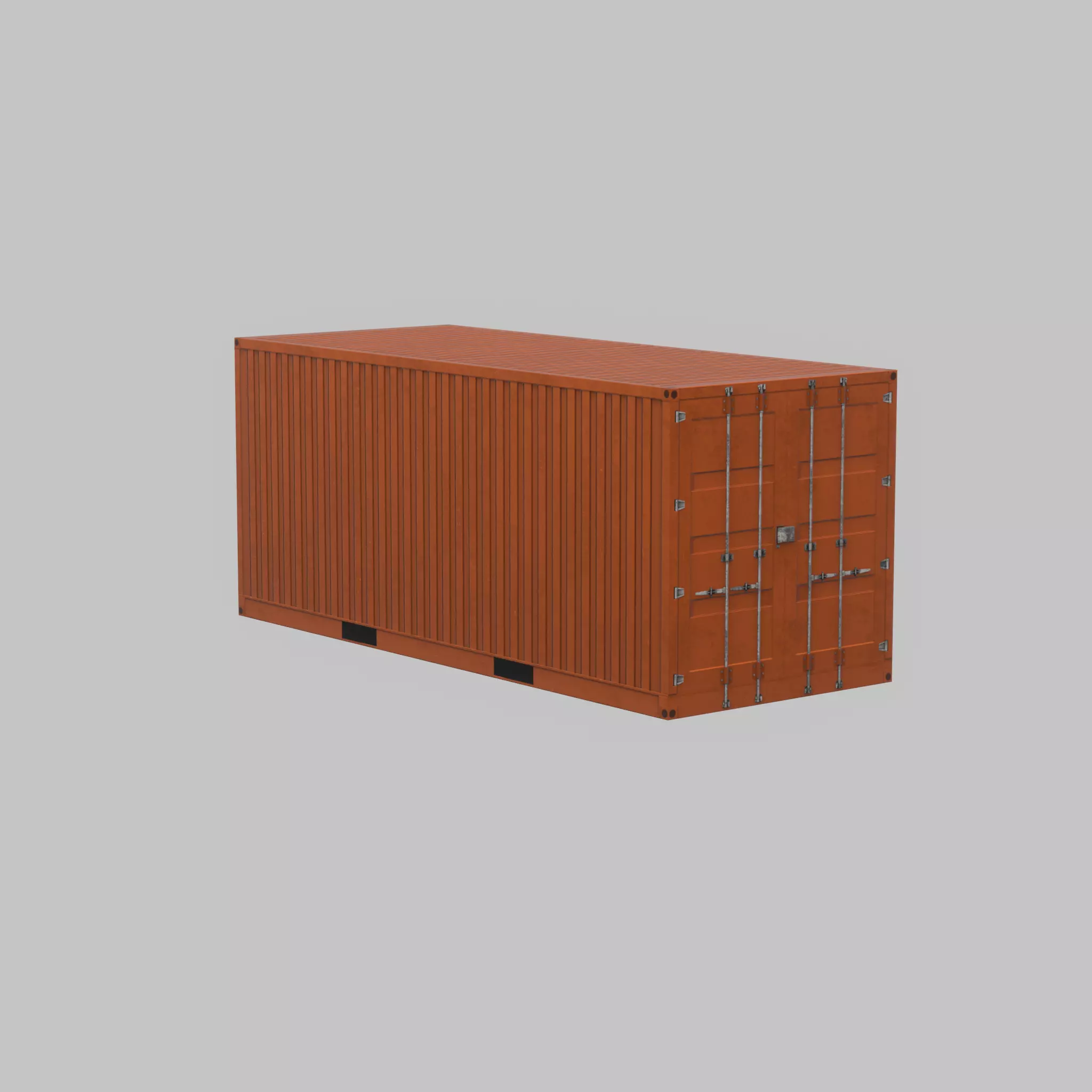 20ft Shipping Container signal orange  Low-poly 3D model_23