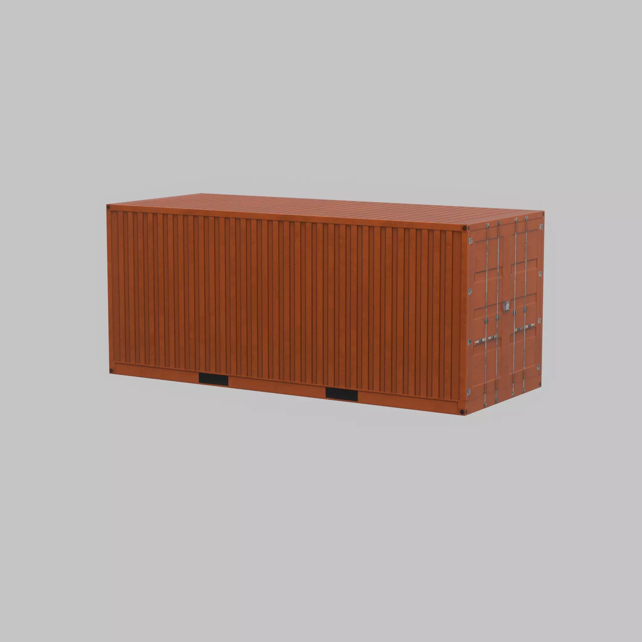 20ft Shipping Container signal orange  Low-poly 3D model_71