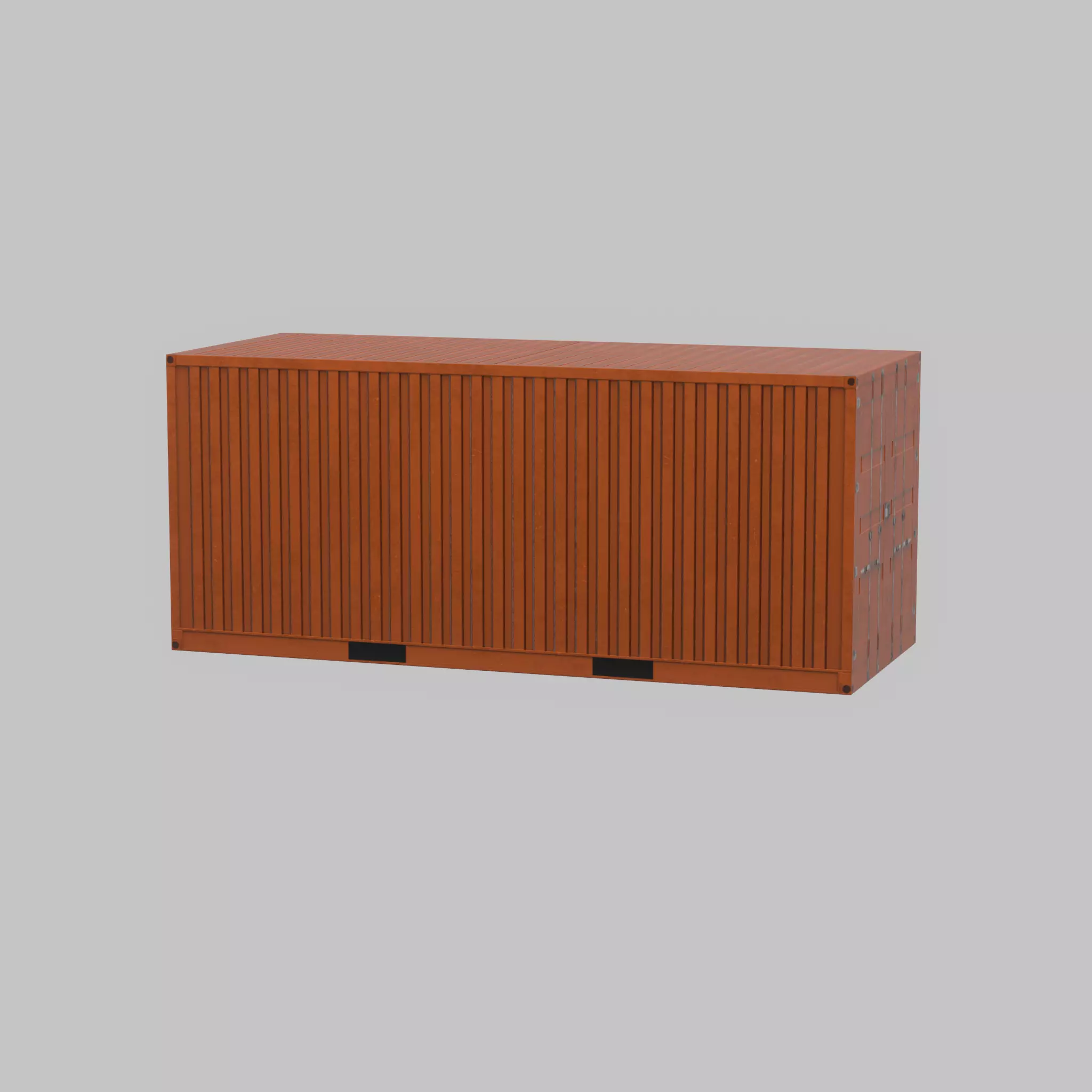 20ft Shipping Container signal orange  Low-poly 3D model_32
